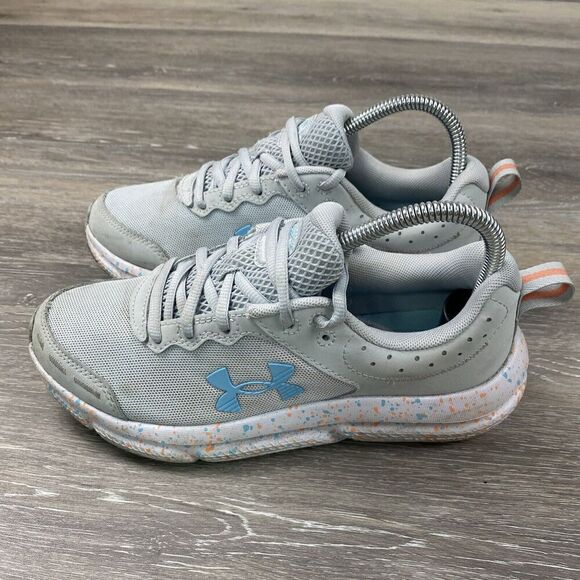 Big Girls Under Armour Assert 10 AC 'Paint Splatter' 3027092‎ Gray Size 7 Youth - Picture 2 of 11